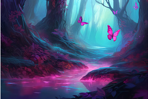 Magical Purple Forest Butterfly