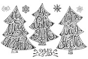 Christmas tree lettering set, an Illustration by Tatianakost49 (Thumbnail 2 of 2)
