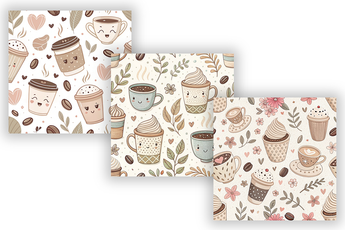 Cute Coffee Seamless Digital Paper, a Pattern Graphic by FloridPrintables (Photo 6 of 7)
