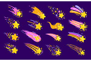Cartoon shooting space stars, a Decorative Illustration by Vector Tradition