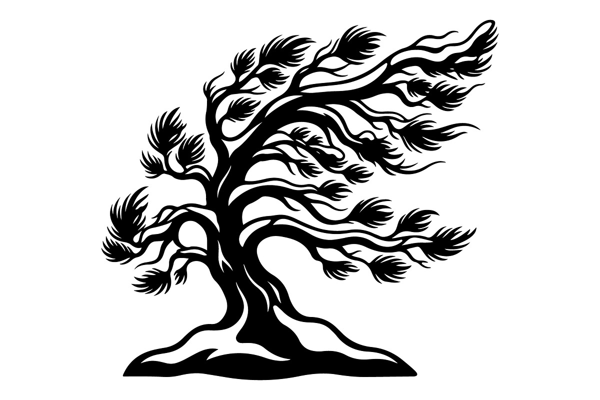 Windblown Tree Silhouette, an Object Illustration by Gfx_Store (Photo 5 of 16)