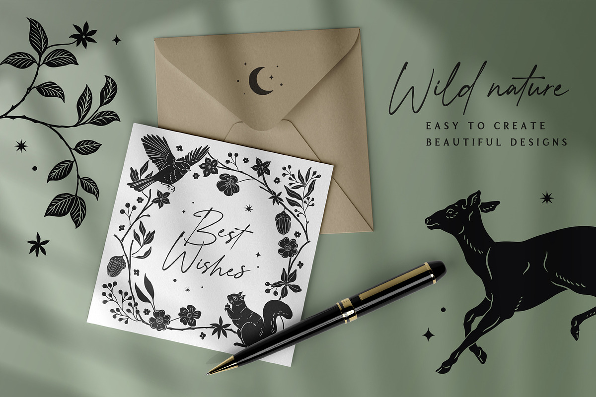 Woodland Shadows Vector Collection, a Decorative Illustration by rouxsupplyco (Photo 5 of 15)