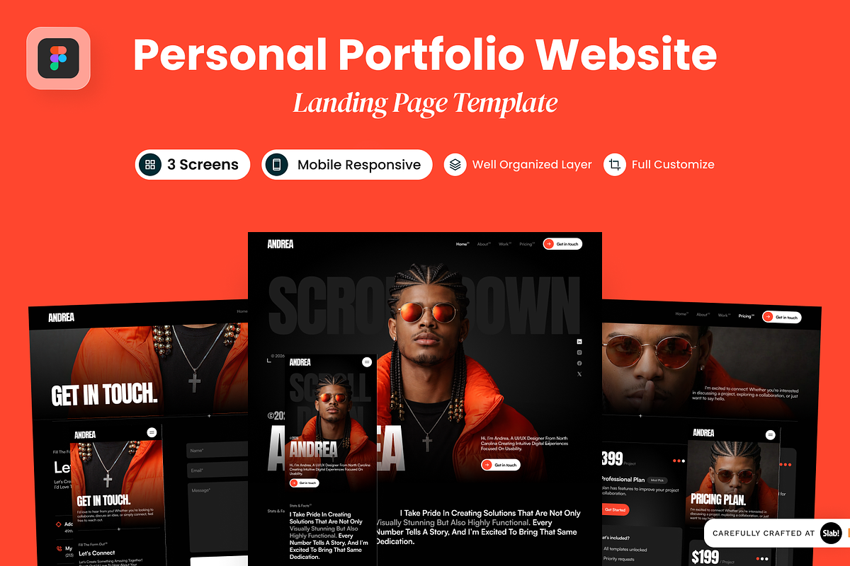 Andrea - Personal Portfolio Website, a Landing Page Template by SLAB! Design (Photo 1 of 5)