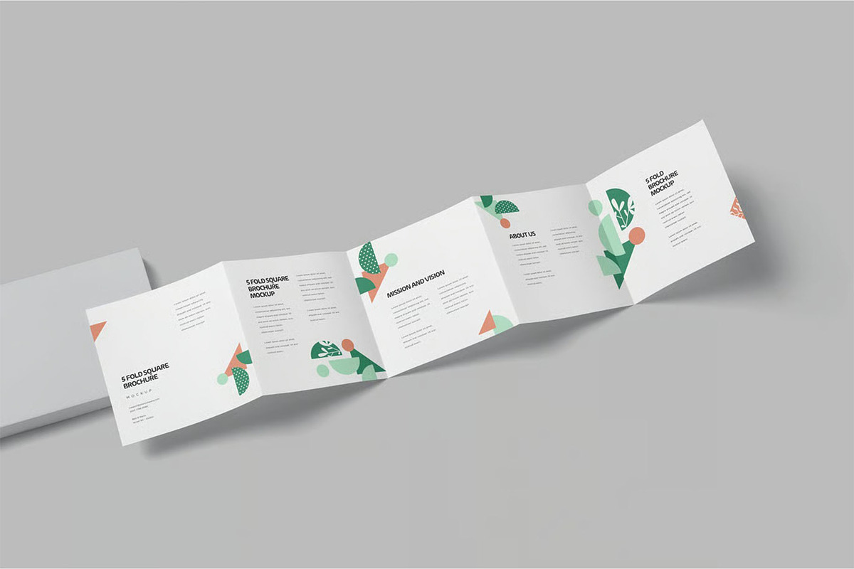 5 Accordion Square Flyer Mockups, an Advertising Mockup by megostudi0 (Photo 2 of 7)
