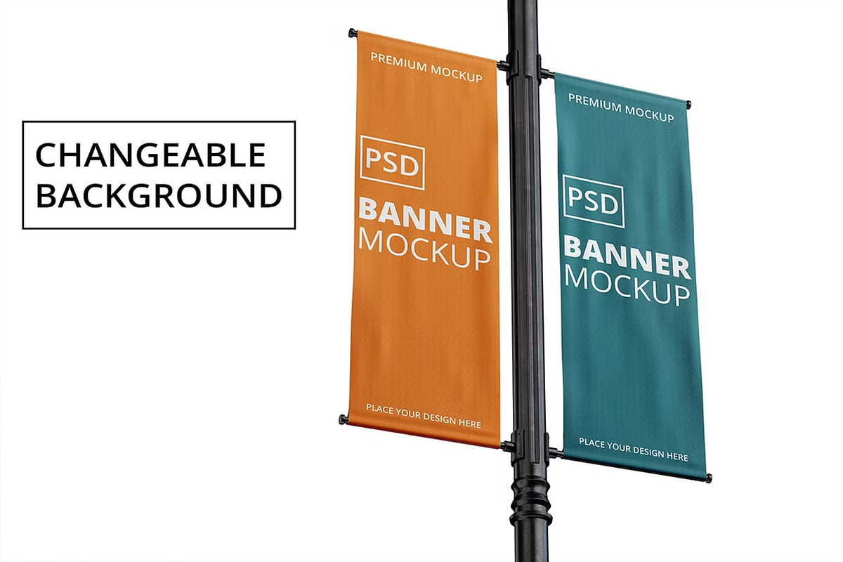 Lamp Post Banner Mockup, a Product Mockup by Designbuys (Photo 2 of 3)