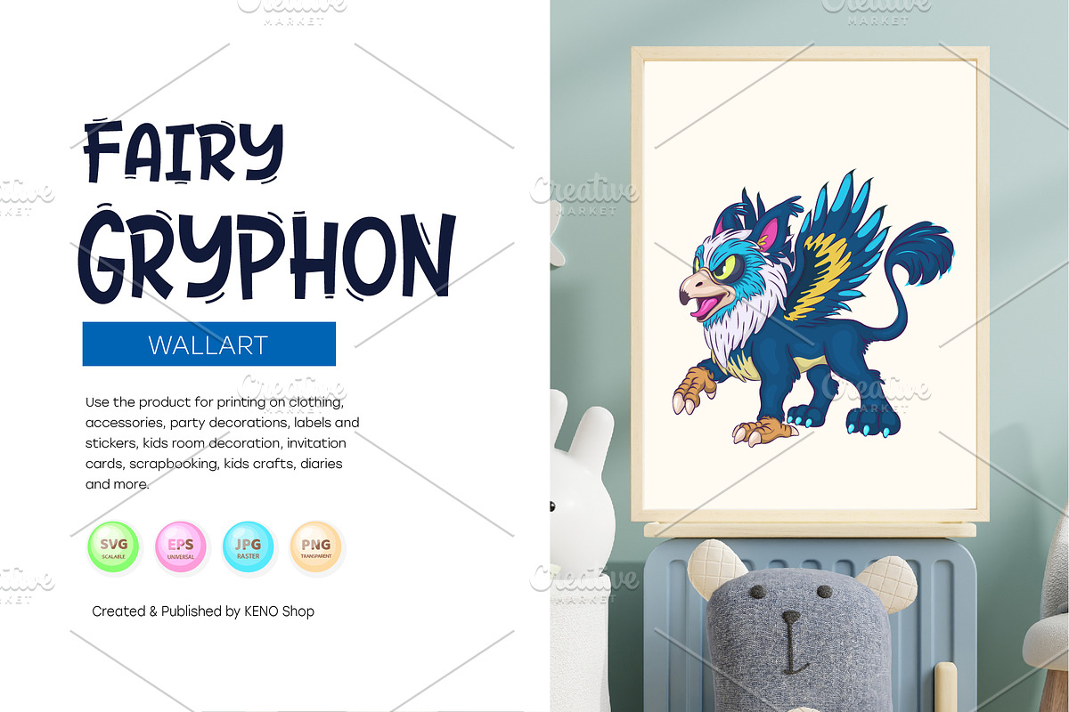 Fairy Cartoon Gryphon., an Animal Illustration by KENO Mascots (Photo 4 of 8)