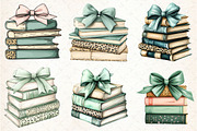 Sage Coquette Bow Book Stack PNG, an Illustration by Libby Wishes (Thumbnail 4 of 6)
