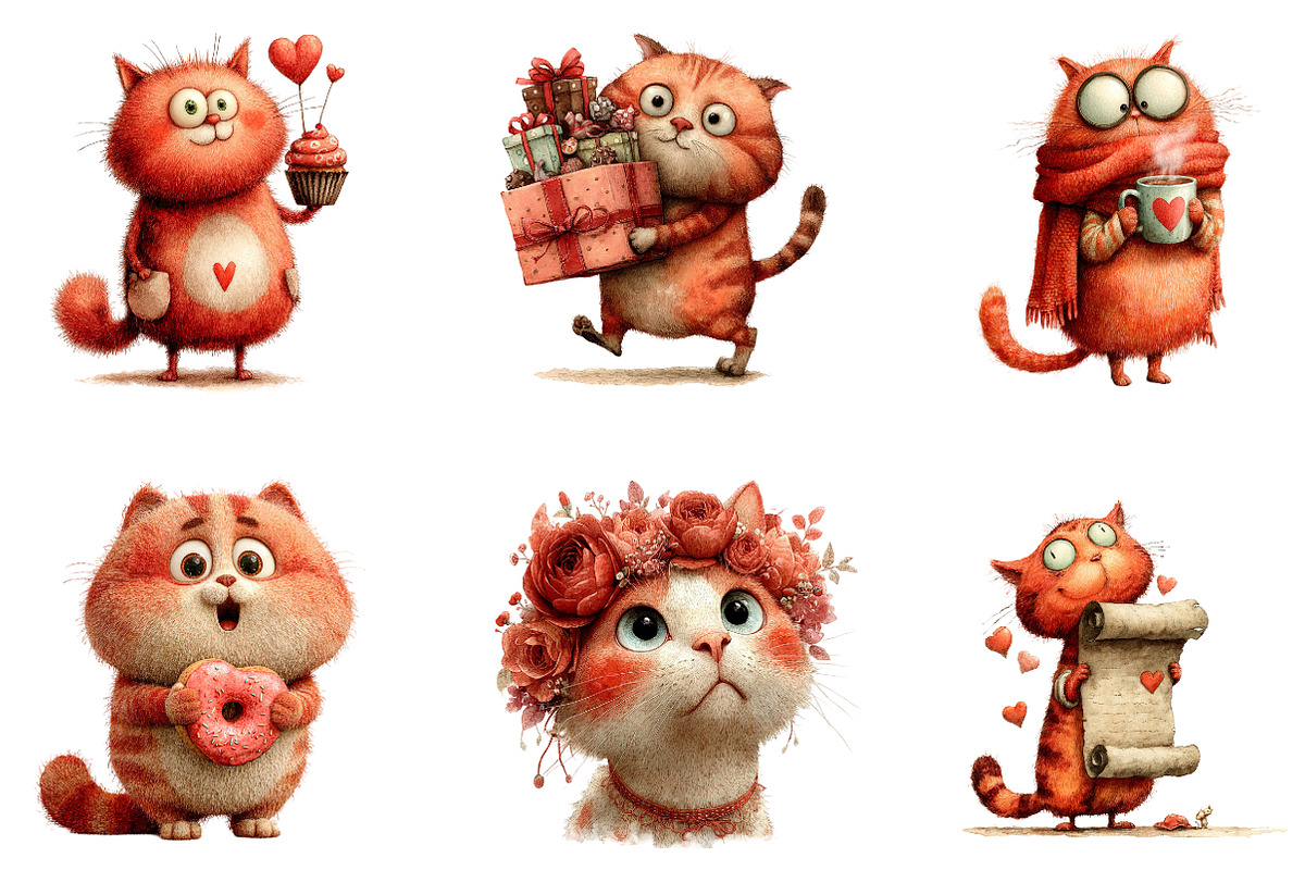 valentine cat clipart, an Illustration by CreationArt (Photo 5 of 5)