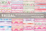 Tribal Watercolor Seamless Patterns, a Pattern Graphic by Lumitar (Thumbnail 2 of 5)
