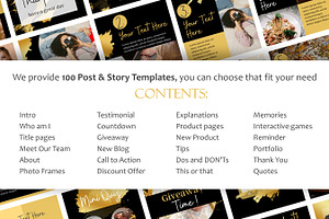 Black Gold Instagram Template Bundle