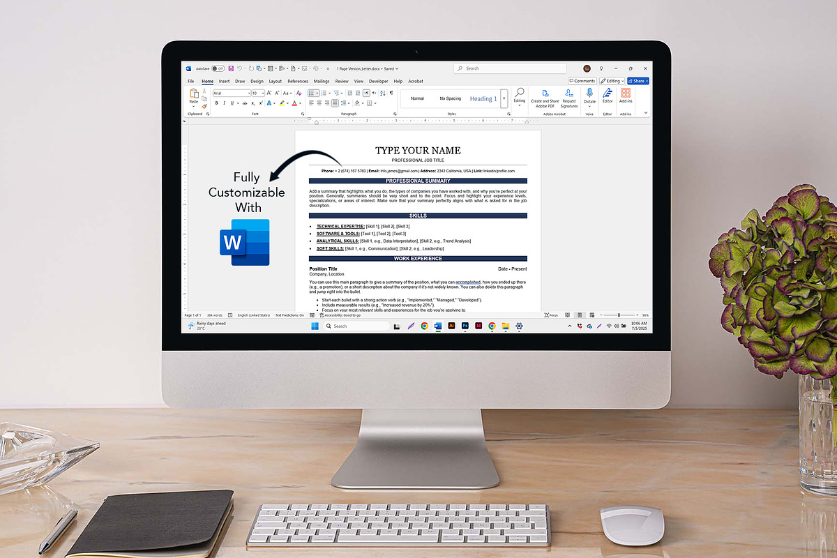 ATS resume template | MS Word, docs preview 4