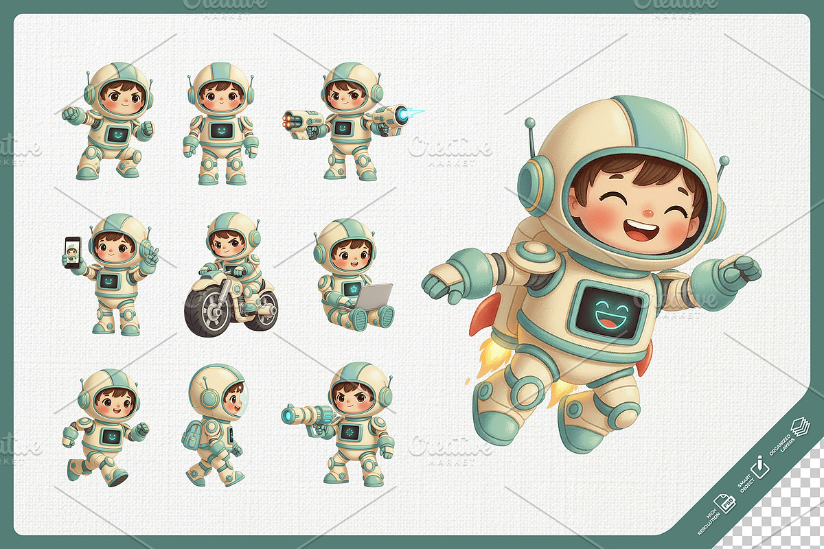 Kawaii Little Robot Cute Character, a Technology Illustration by Gohsantosa (Photo 3 of 4)