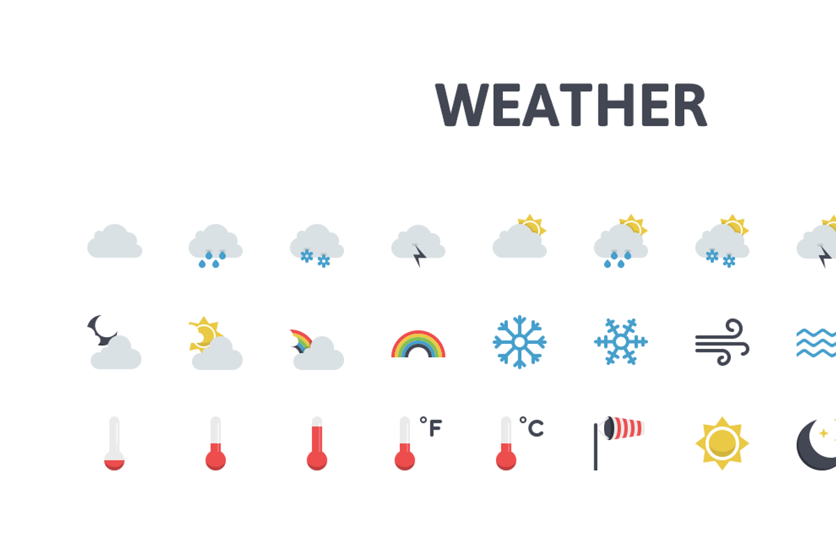 Weather Flat Icons, an Icon by PixelBazaar (Photo 2 of 2)