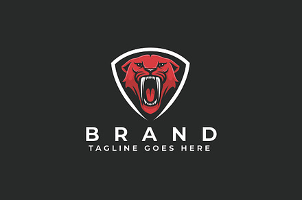 Saber Tooth And Shield Logo Design