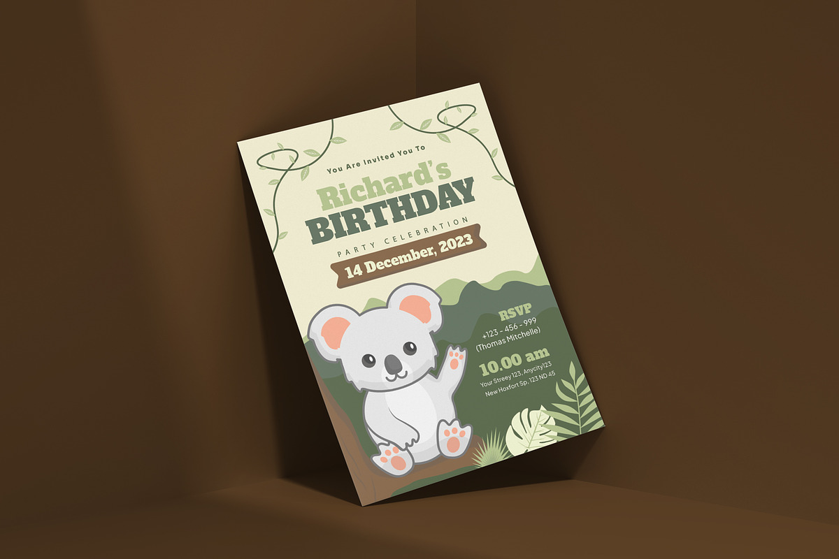 Koala - Birthday Invitation, a Design Template by VUNIRA (Photo 2 of 2)