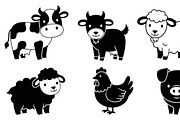Cute Farm Animal Silhouette Bundle, an Illustration by hafijul (Thumbnail 30 of 51)