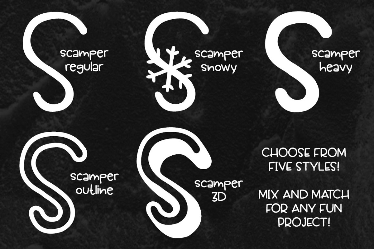 Scamper - a five-font family preview 8