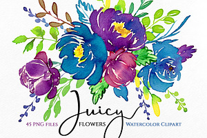 Juicy Bright Watercolor Flowers