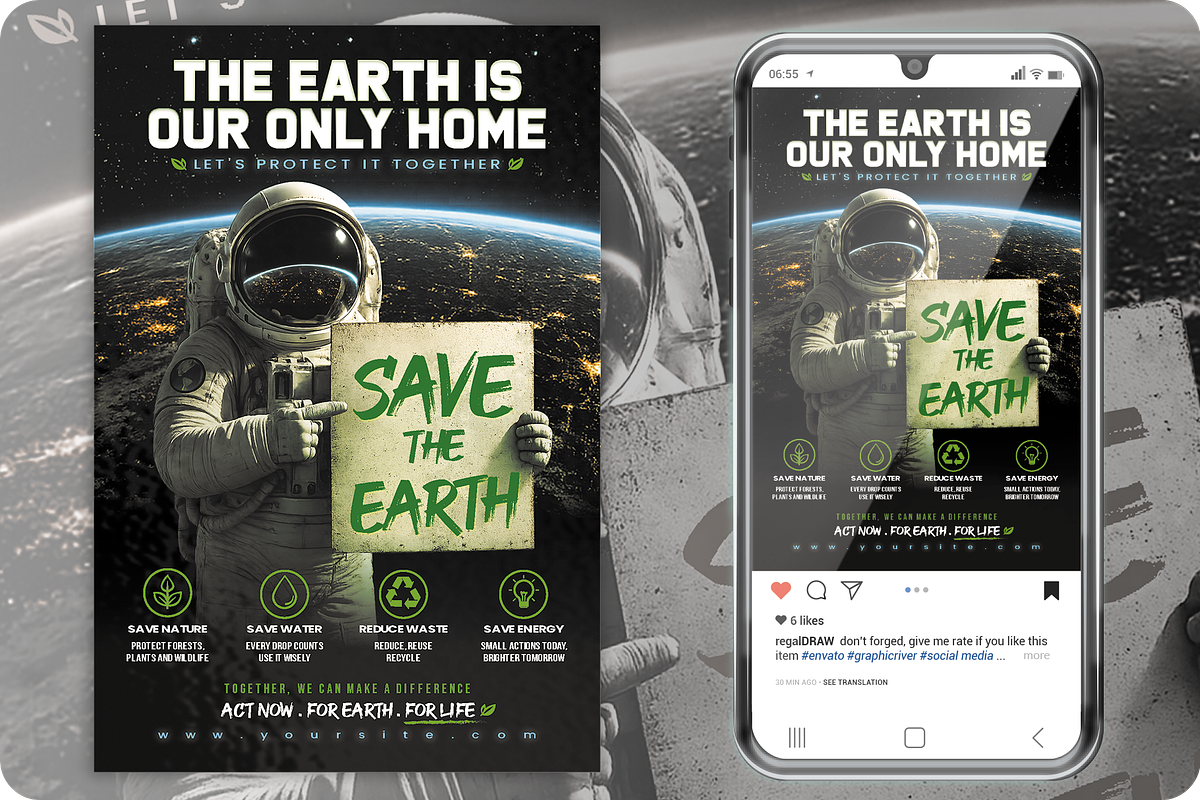 Save The Earth Flyer Template, a Flyer Template by regalDRAW (Photo 1 of 3)