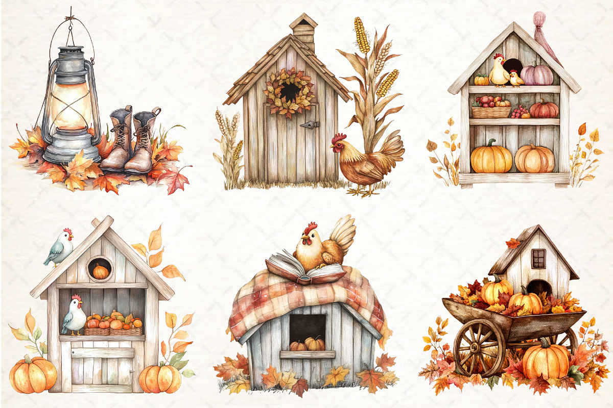 Autumn Chicken Coop Clipart, an Illustration by Libby Wishes (Photo 6 of 7)