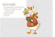 Watercolor Fall Goose Clipart, an Animal Illustration by MockupWizard (Thumbnail 3 of 4)
