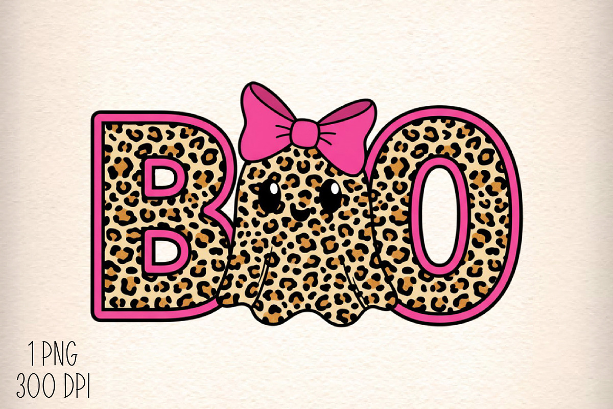 Leopard Ghost Boo Coquette Bow PNG, an Illustration by Daily.Designs (Photo 1 of 5)