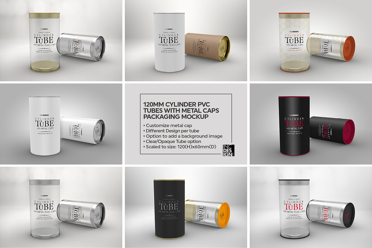 120mm Cylinder Tube Packaging Mockup, a Cups & Container Mockup by INCDesign (Photo 7 of 12)