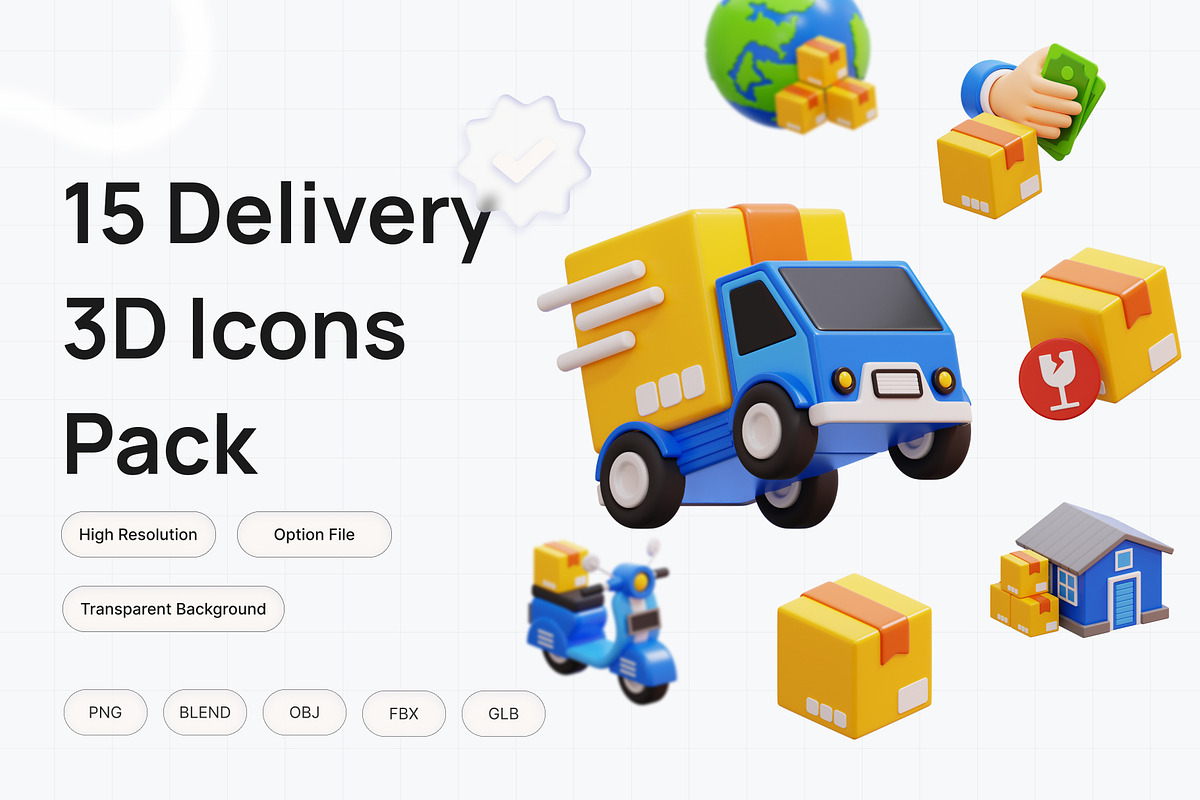 3D Delivery Icon Set for Web & App, a 3D by graficonstuff (Photo 1 of 4)