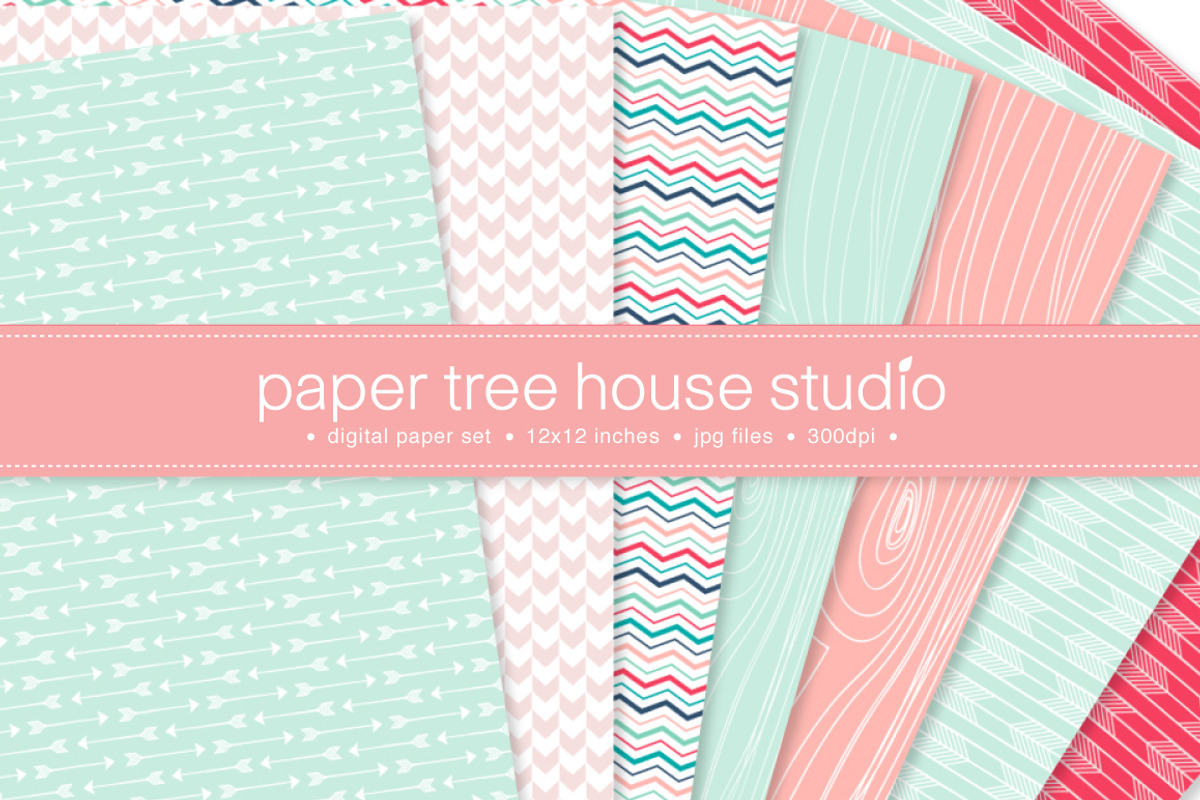 14 Arrow & Woodgrain Digital Papers preview 3