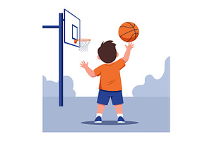 A young boy in an orange shirt shoot, an Illustration by designvectx