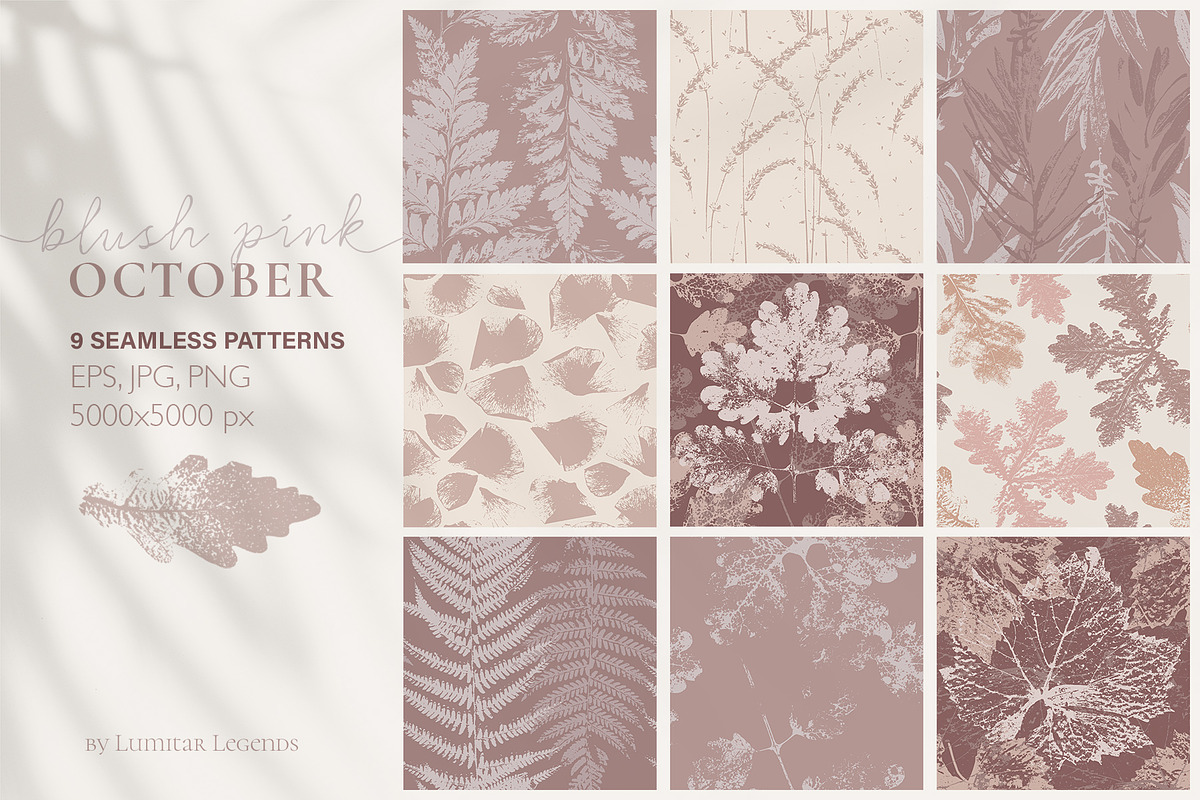 Blush Pink Floral Seamless Patterns, a Pattern Graphic by Lumitar (Photo 1 of 3)