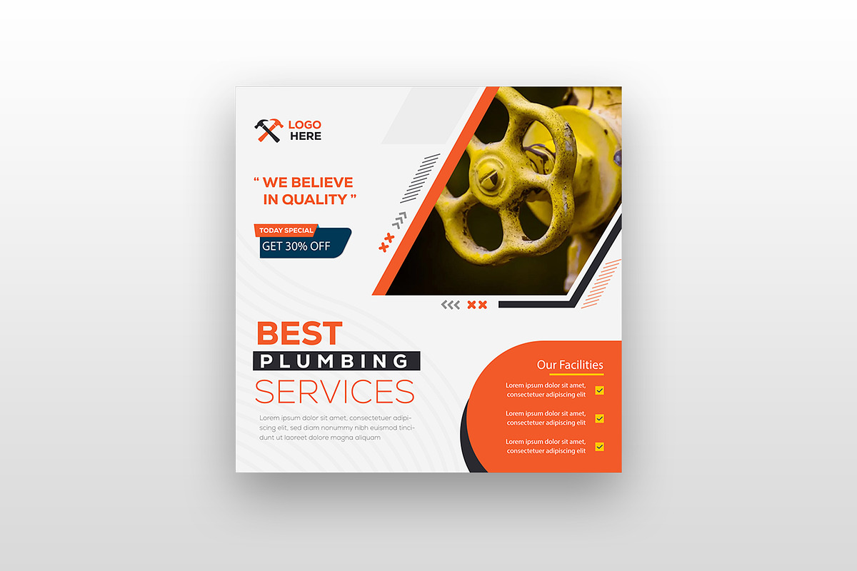 Modern plumbing company post banner, a Social Media Template by Tahnix Creative (Photo 3 of 3)