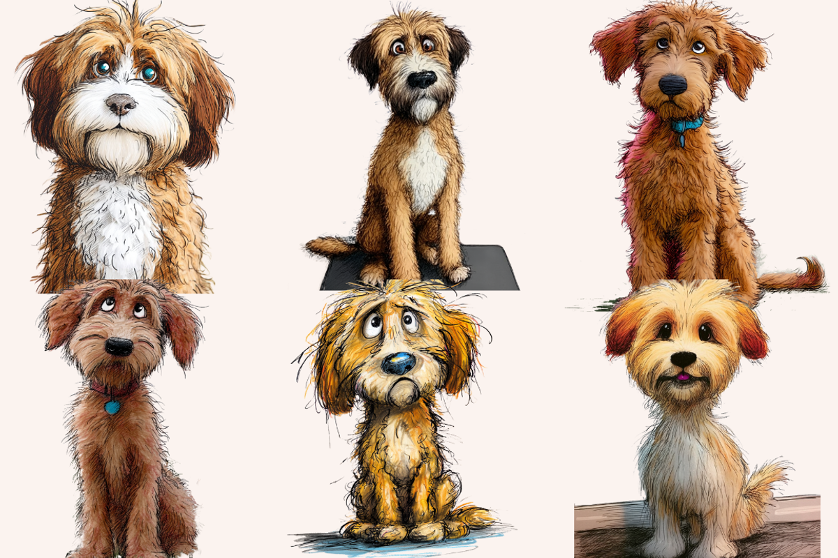 Hairy Doodle Dogs Illustrations, an Animal Illustration by PrintHaven Designs (Photo 5 of 12)