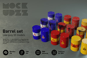 Barrel set, an Environmental 3D Model by mockupzz
