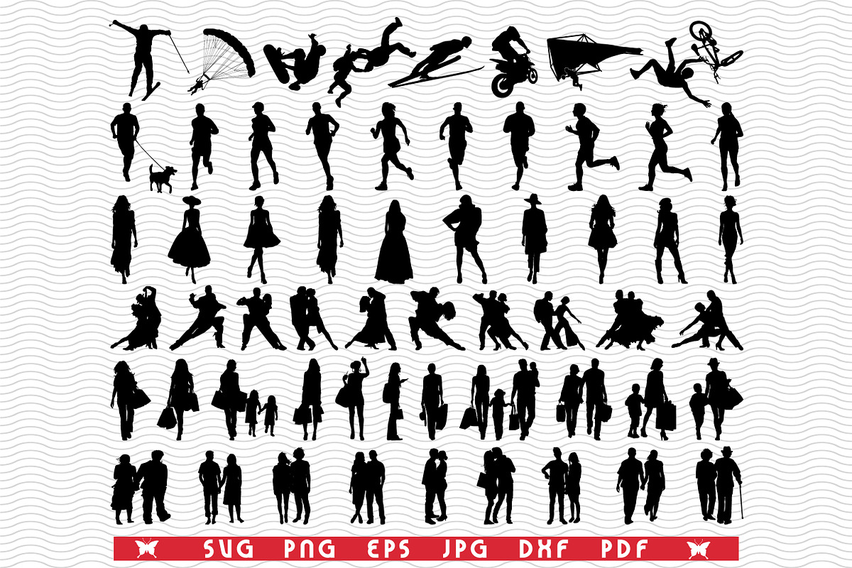 SVG People Silhouettes, Digital, a Background Graphic by DesignStudioRM