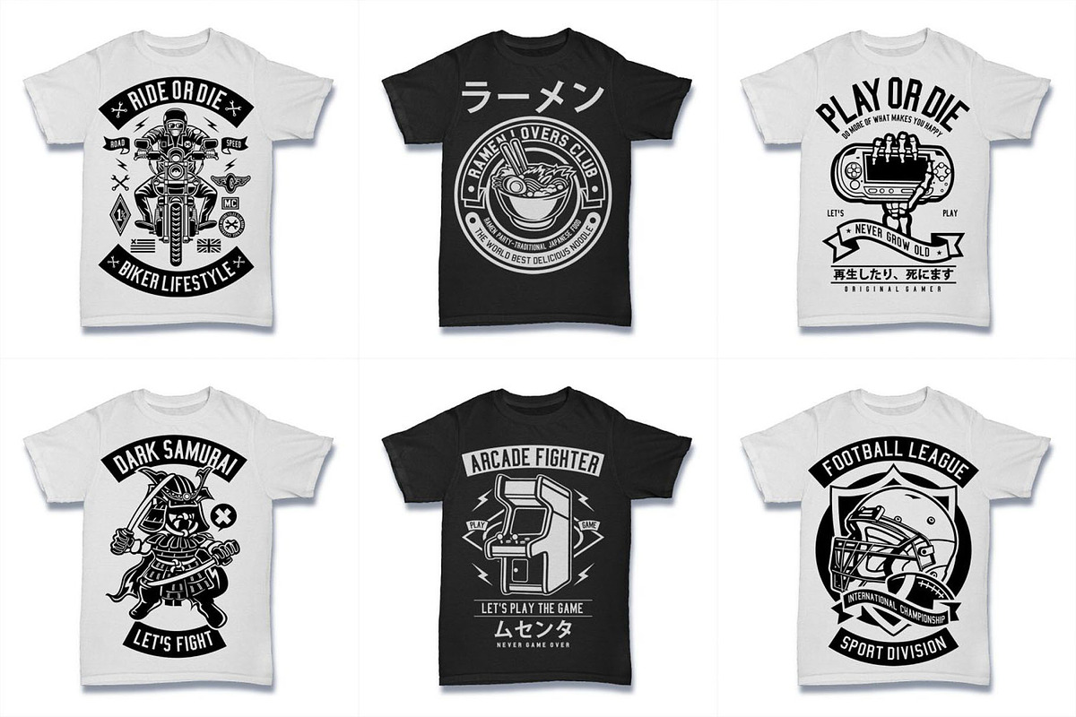 100 Vector Tshirt Designs ( B/W ), an Illustration by roach_graphic (Photo 5 of 20)