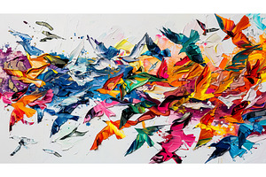 Colorful abstract oil painting of, an Animal Illustration by Lermont51