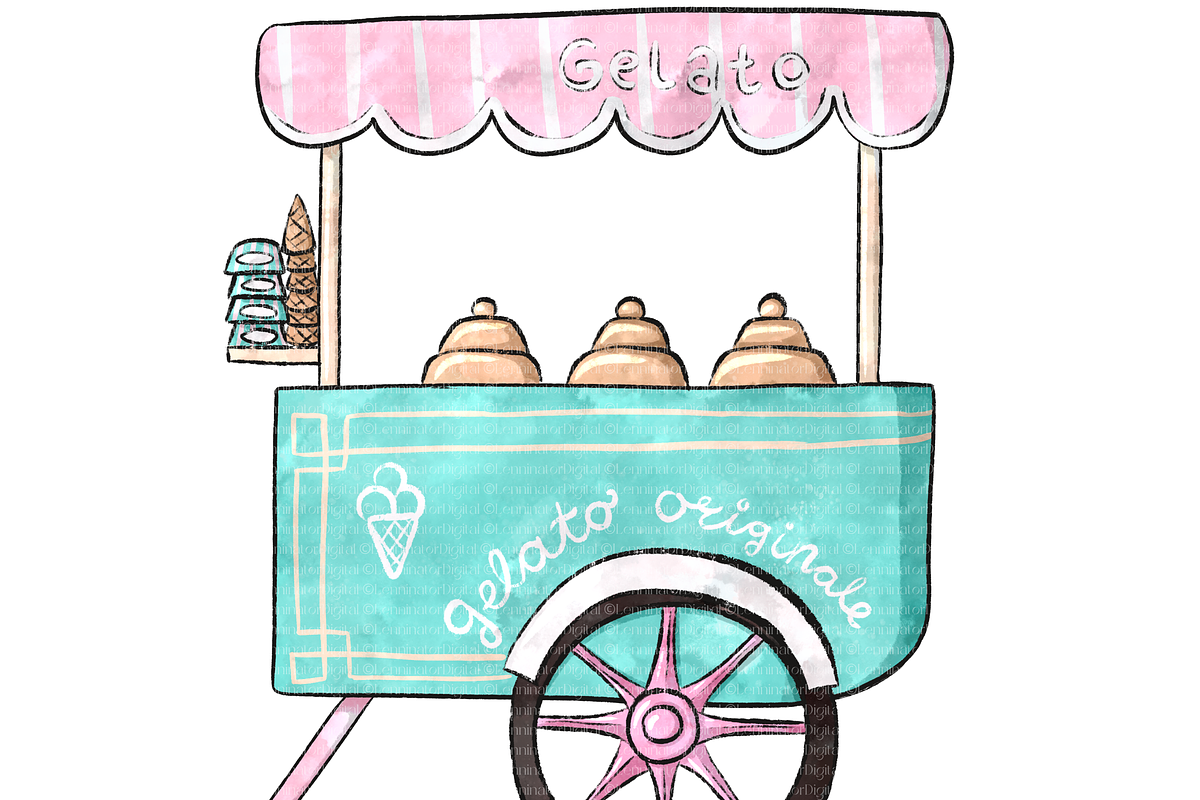 Watercolor Gelato Ice Cream Clipart, a Food Illustration by Lenninator Digital (Photo 6 of 9)