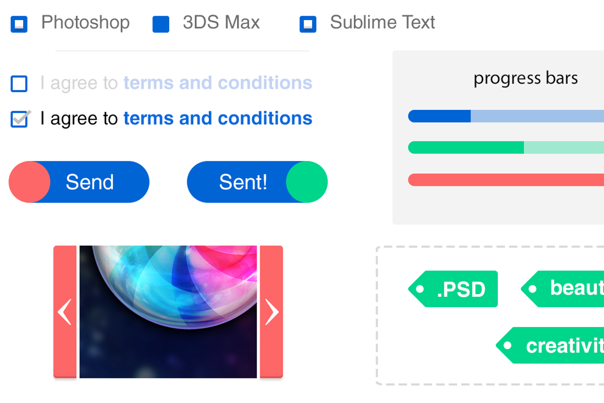 Cyanoflat - PSD Vector UI Elements, a Templates & Theme by Bilal Khettab (Photo 3 of 5)