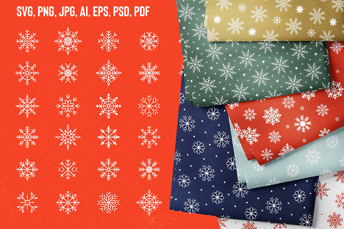 Christmas Snowflakes Clipart pattern, an Object Graphic by Riots Brush (Photo 1 of 6)