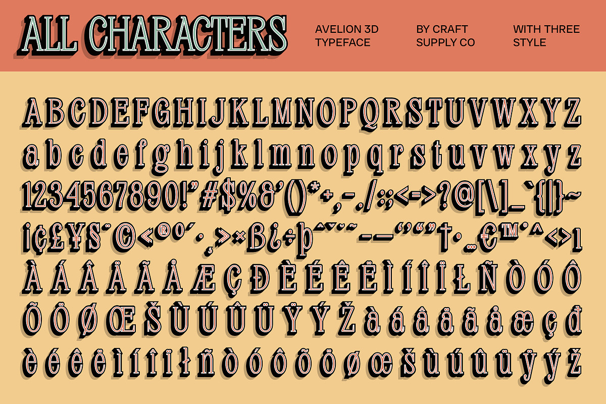 Avelion 3D, a Serif Font by Craft Supply Co. (Photo 8 of 8)
