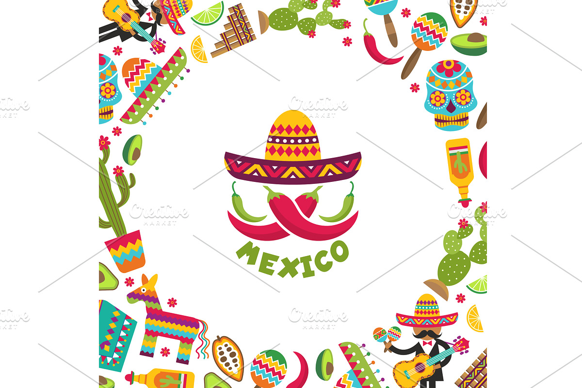Mexico. round background with, an Object Illustration by Onyx