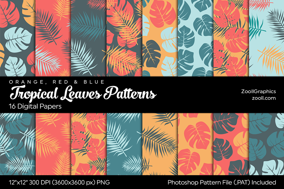 Tropical Leaves Digital Papers, a Pattern Graphic by ZoollGraphics ...