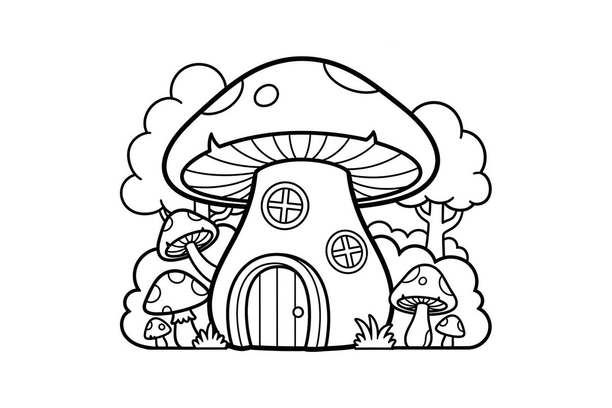 Whimsical Mushroom House Line Art bu, an Illustration by Designs_River (Photo 46 of 51)
