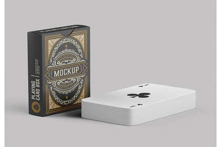 Box with Playing Cards Mockup, a Packaging Mockup by OneVectorStock