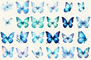 Watercolor Blue Butterfly Clipart, an Illustration by DreamCafeArt (Thumbnail 2 of 6)