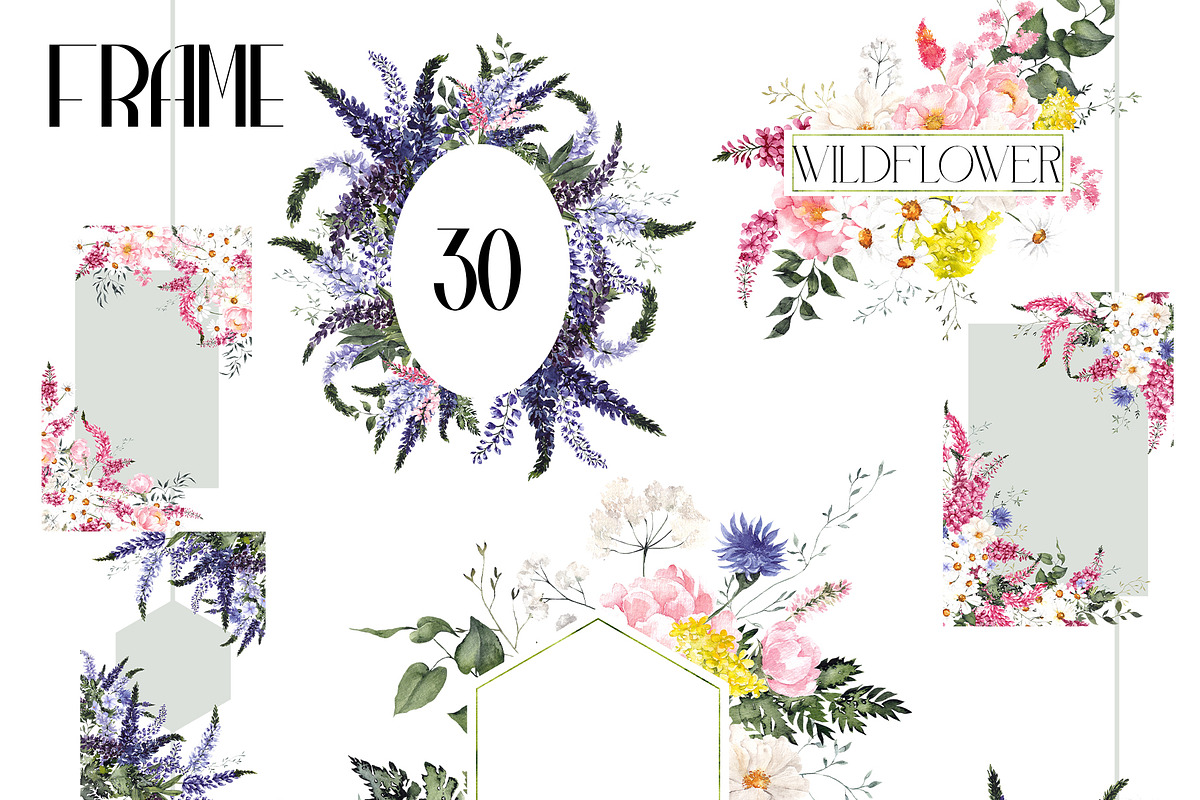 Wild Garden. Watercolor wildflowers., an Object Illustration by ma_i_vi (Photo 7 of 11)
