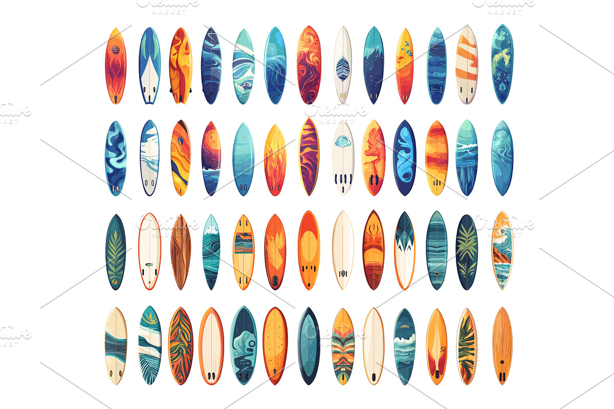 Cartoon surfing boards. Sea wooden, an Object Illustration by Stock-Smart-Start