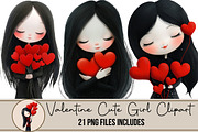 Valentine Cute Girl Clipart, an Illustration by DreamArtGraphic (Thumbnail 1 of 4)