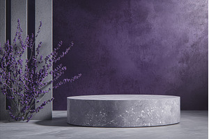 Grey stone round podium with, a Background Photo by Rodica Ciorba